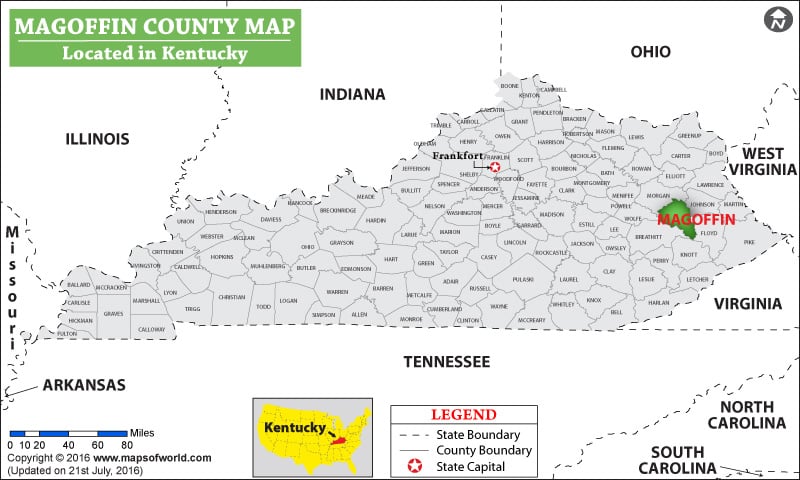Magoffin County Map, Kentucky