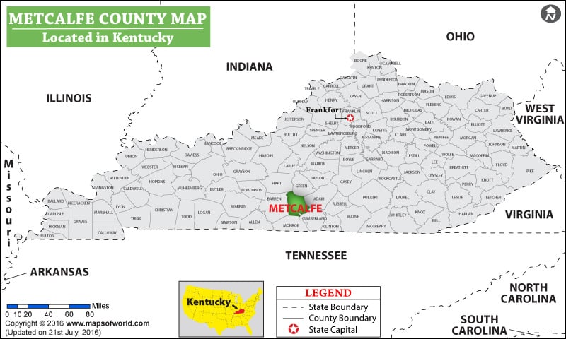 Metcalfe County Map, Kentucky