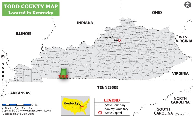 Todd County Map, Kentucky
