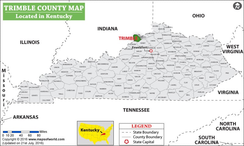 Trimble County Map, Kentucky
