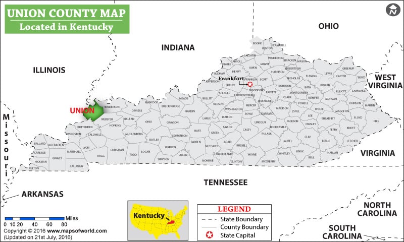 Union County Map, Kentucky
