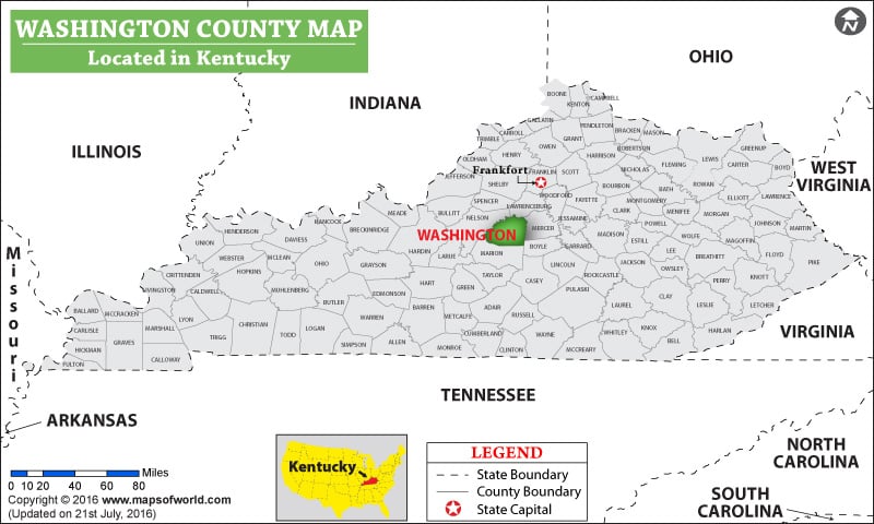 Washington County Map, Kentucky