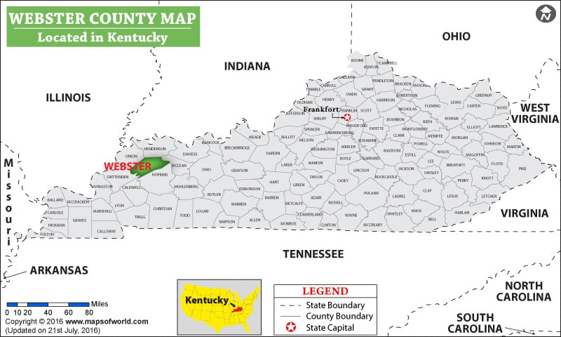 Webster County Map, Kentucky