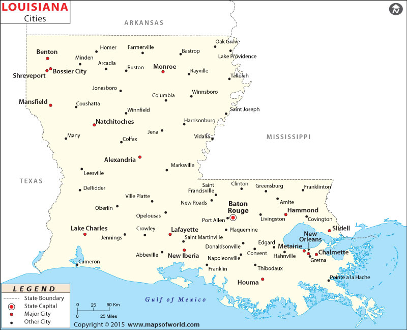 Louisiana Cities Map