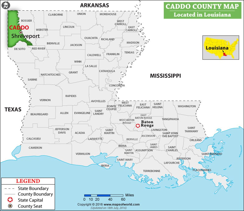 Caddo Parish Map, Louisiana