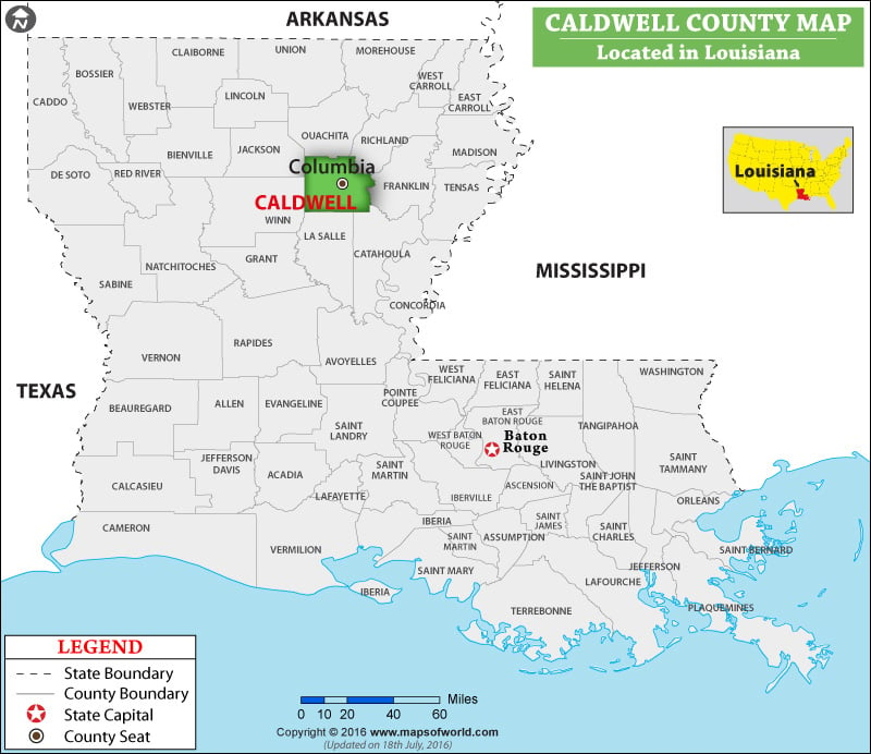 Map of Caldwell Parish