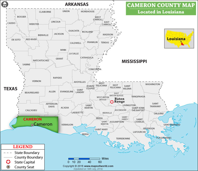 Cameron Parish Map, Louisiana