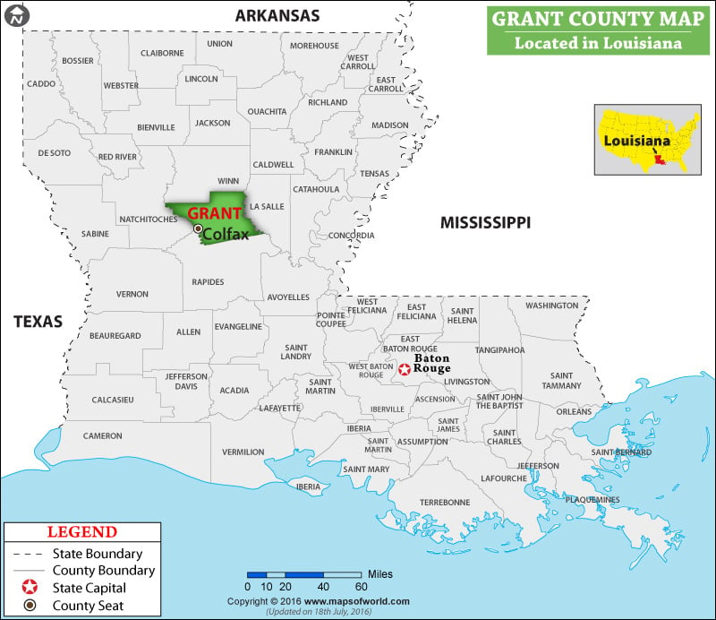 Grant Parish Map, Louisiana