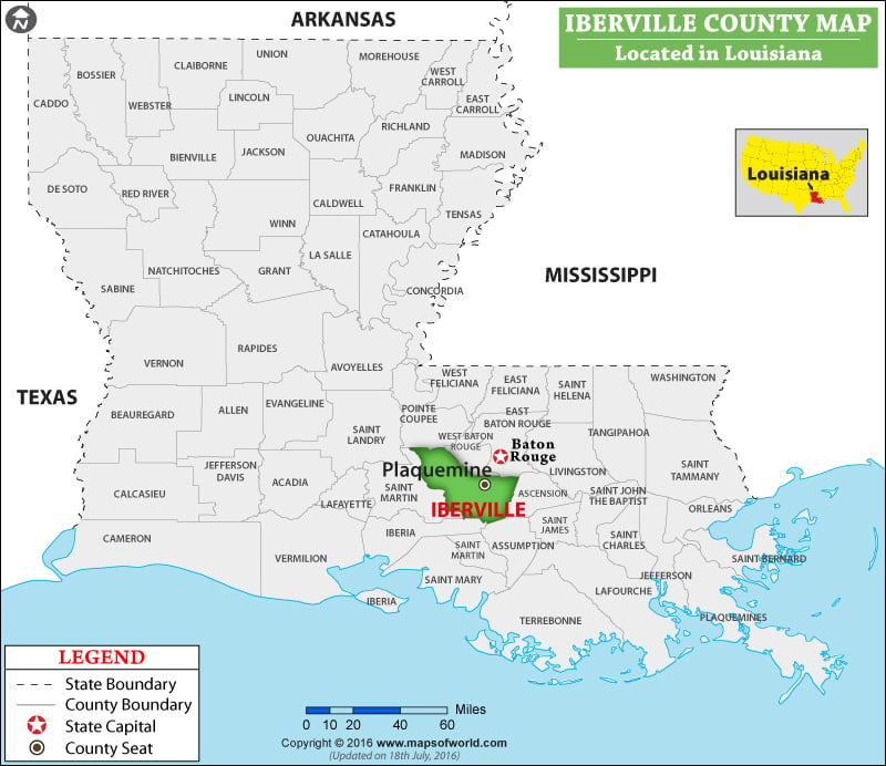 Iberville Parish Map, Louisiana