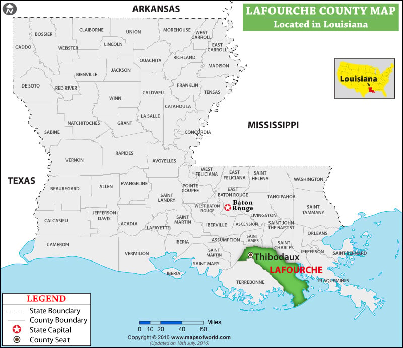 Lafourche Parish Map, Louisiana