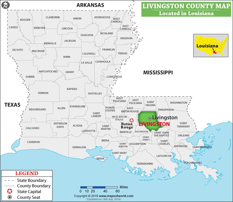 Livingston Parish Map, Louisiana