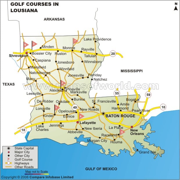 Louisiana Golf Courses Map