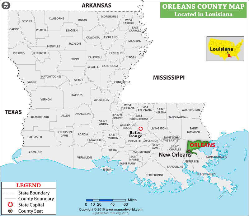 Orleans Parish Map, Louisiana