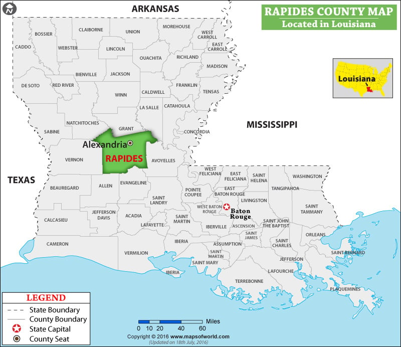 Rapides Parish Map, Louisiana