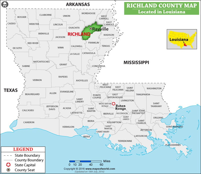 Richland Parish Map, Louisiana