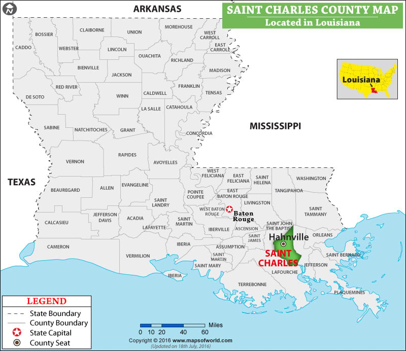 St Charles Parish Map, Louisiana