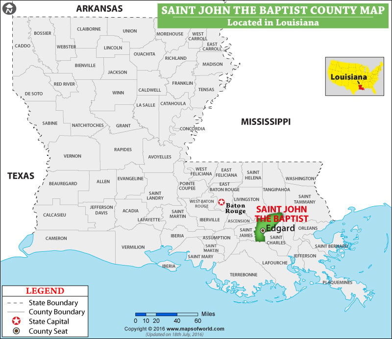 Map of St John The Baptist Parish