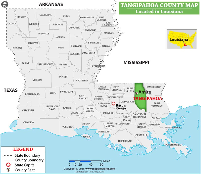 Tangipahoa Parish Map, Louisiana
