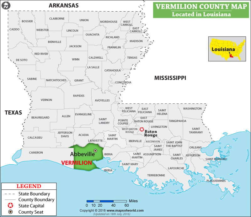 Vermilion Parish Map, Louisiana