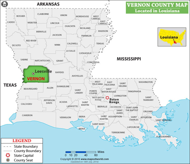 Vernon Parish Map, Louisiana