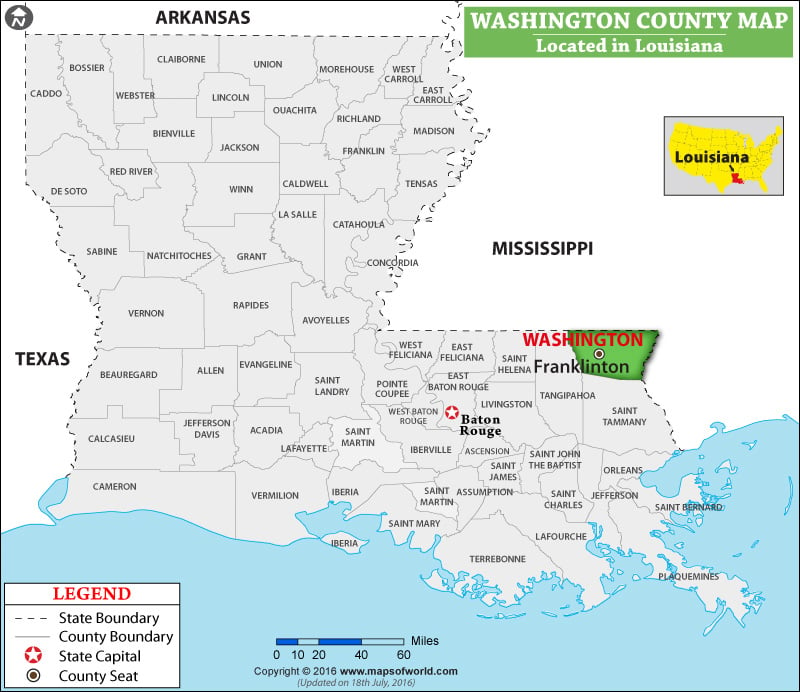 Washington Parish Map, Louisiana