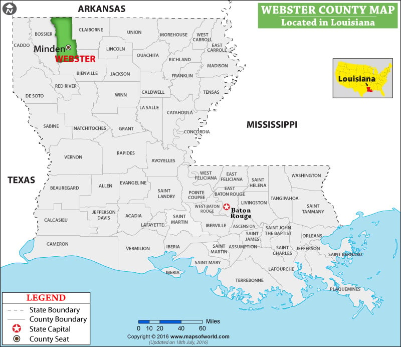 Webster Parish Map Louisiana