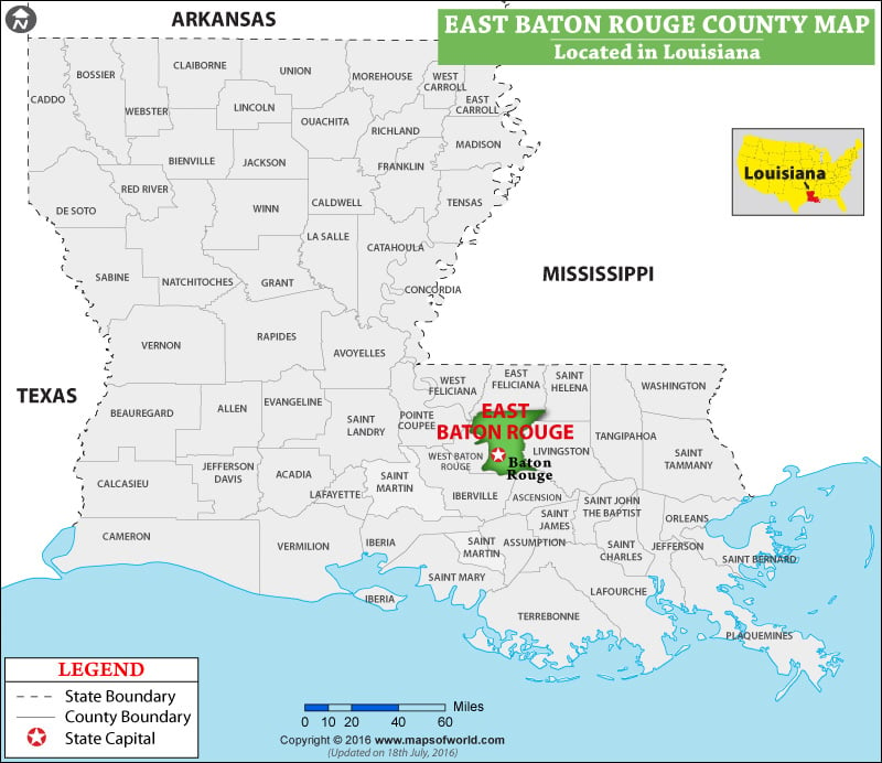 West Baton Rouge Parish Map, Louisiana