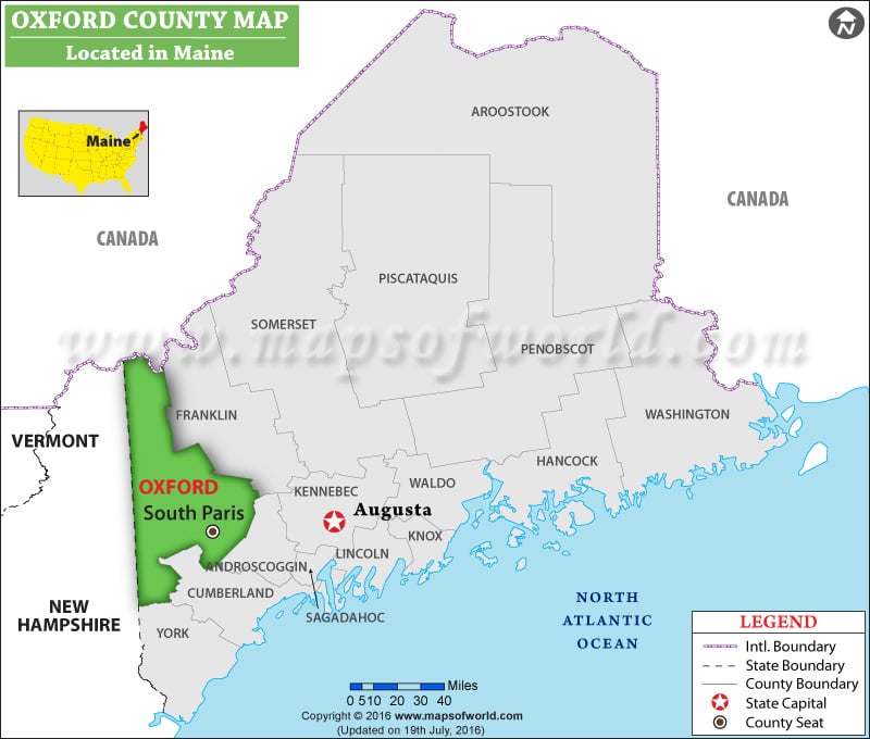 Oxford County Map, Maine