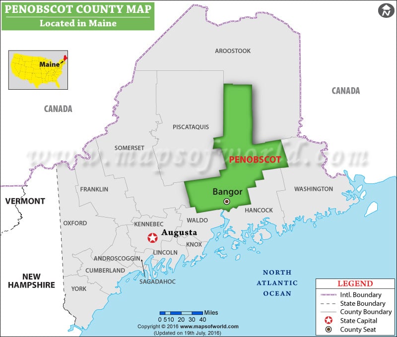 Penobscot County Map, Maine