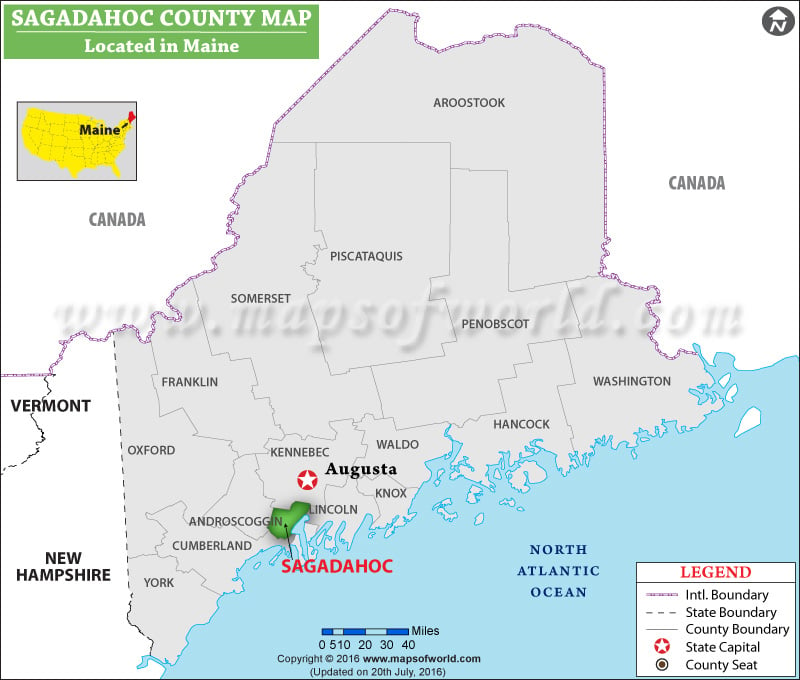 Sagadahoc County Map, Maine
