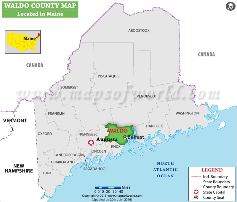 Waldo County Map, Maine