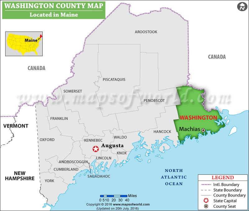 Washington County Map, Maine
