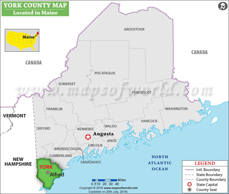 York County Map, Maine