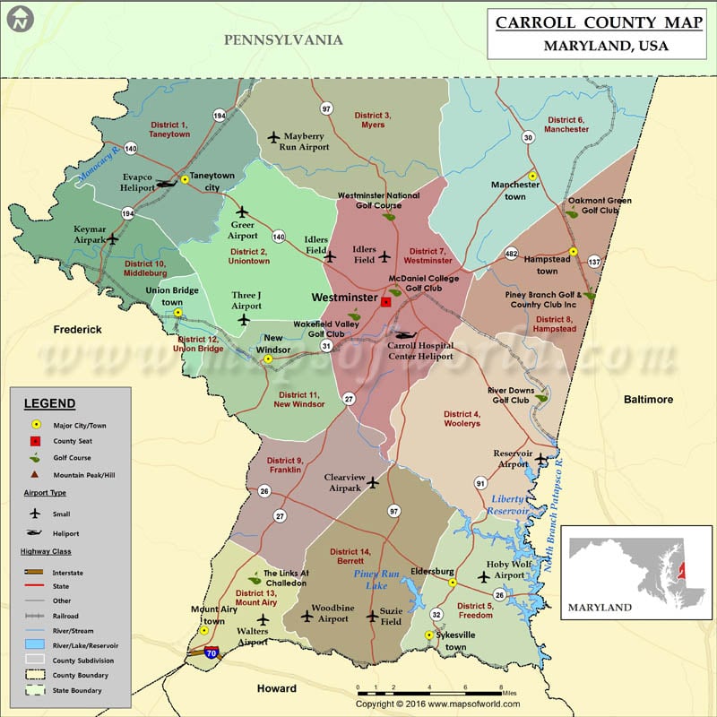 Map Of Carroll County Md Carroll County Map, Maryland – Usa States