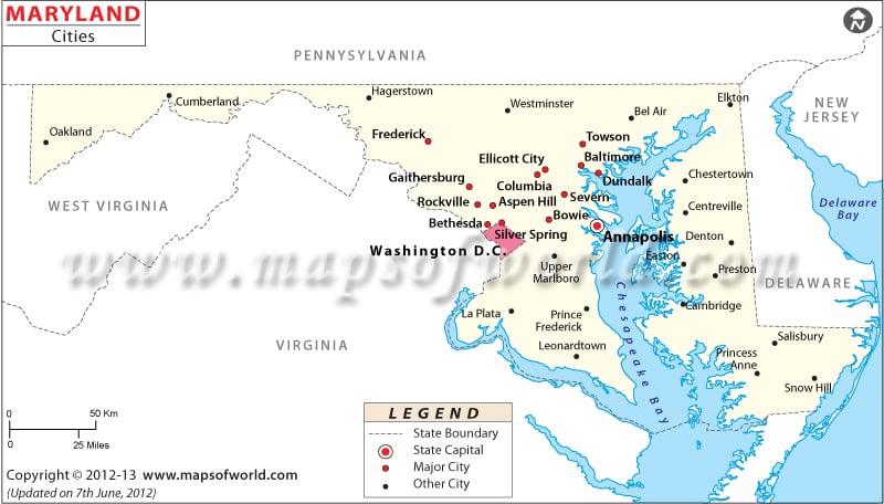 Maryland Cities Map