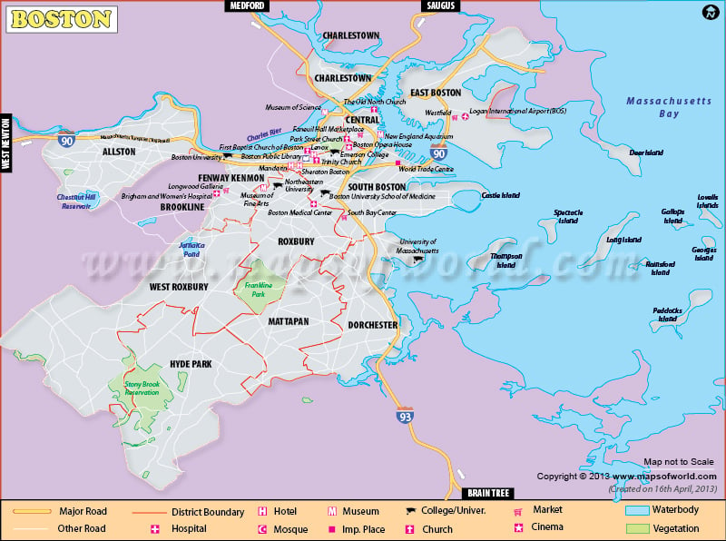 Map of Boston City, Massachusetts