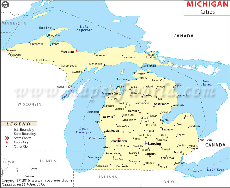 Michigan Map With Cities Cities In Michigan – Usa States