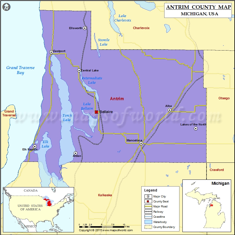 Antrim County Map, Michigan