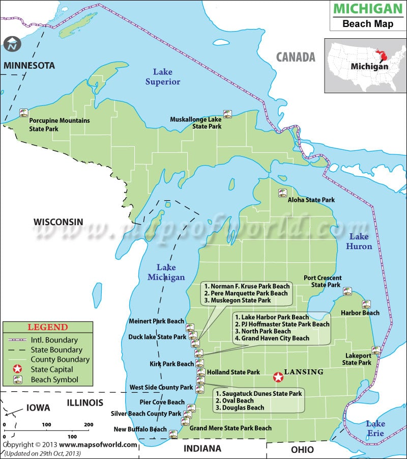 Michigan Beaches Map