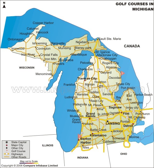 Michigan Golf Courses Map