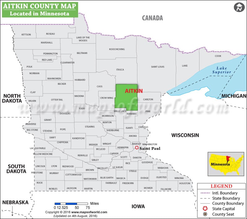 Aitkin County Map, Minnesota