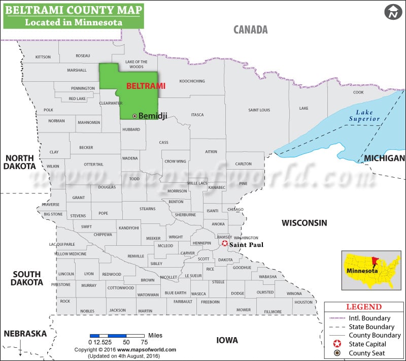 Beltrami County Map, Minnesota