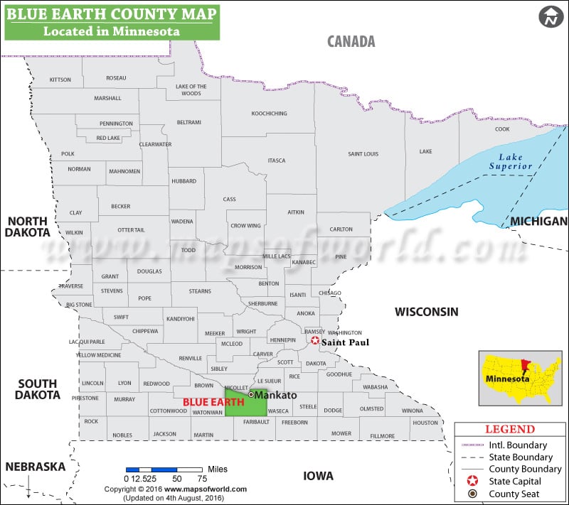 Blue Earth County Map, Minnesota