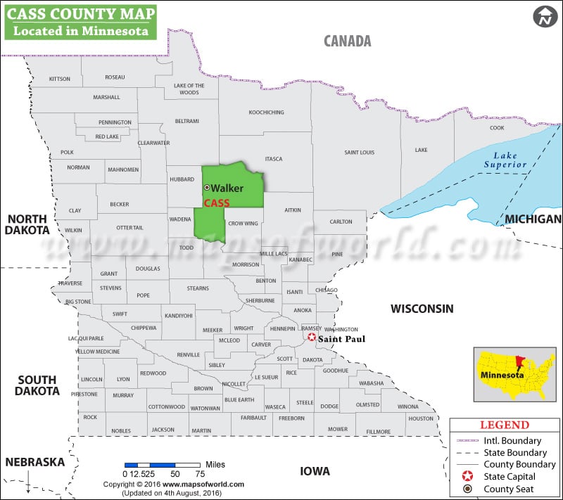 Cass County Map, Minnesota