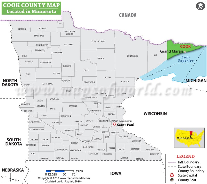Cook County Map, Minnesota