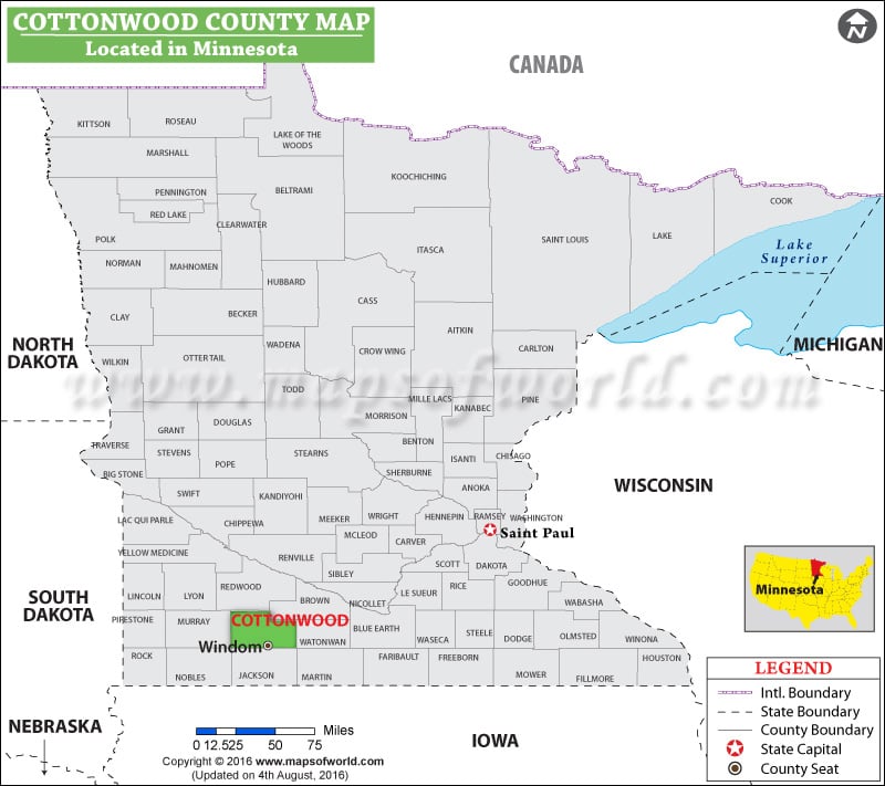 Cottonwood County Map, Minnesota