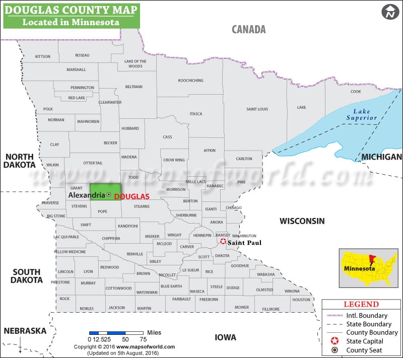 Douglas County Map, Minnesota