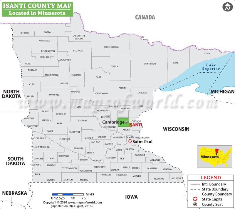 Isanti County Map, Minnesota