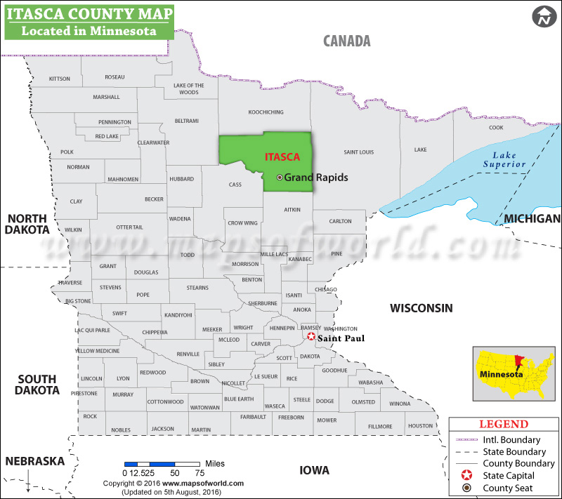 Itasca County Map, Minnesota