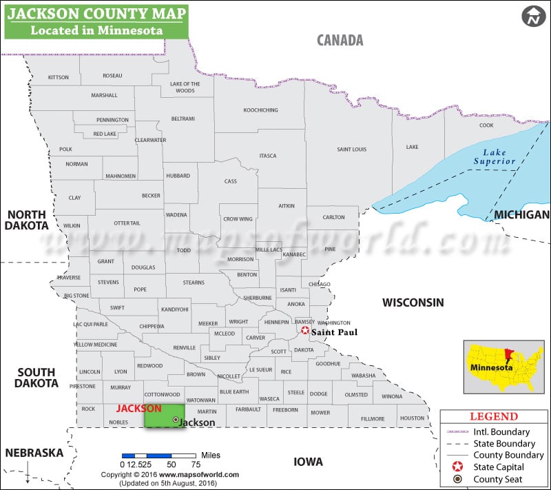 Jackson County Map, Minnesota